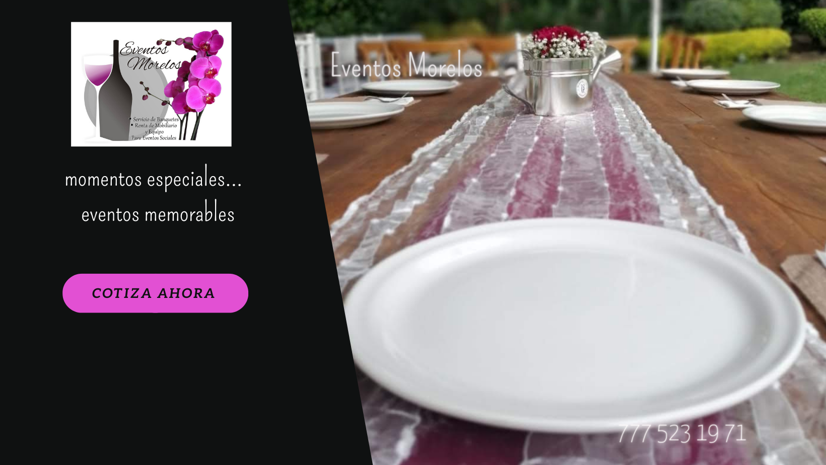Montaje de mesa elegante para evento de Eventos Morelos